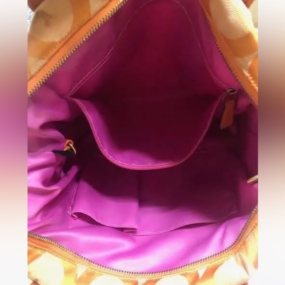 Coach poppy bag, RARE, large, women’s handbag, in pink and orange purse, fall - Picture 5 of 13